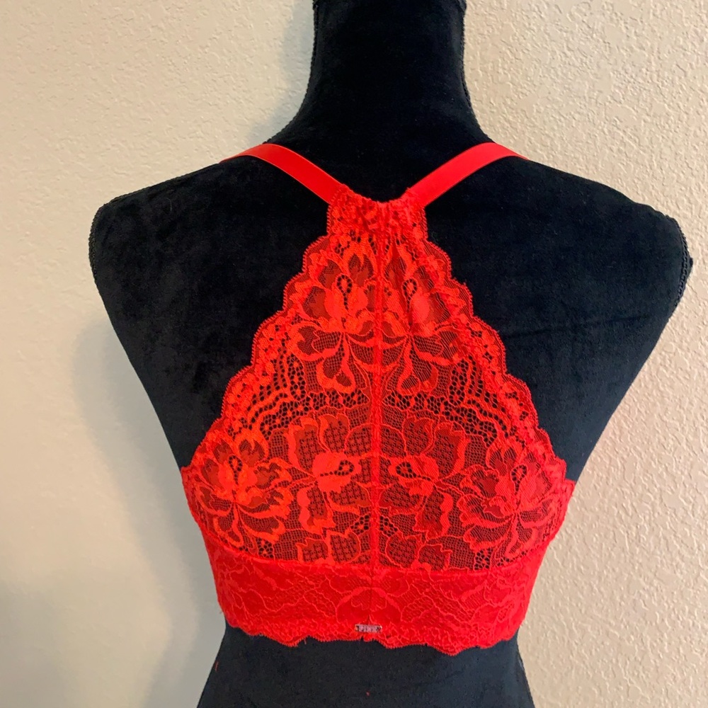 Victoria’s Secret Bra, red lace high back.